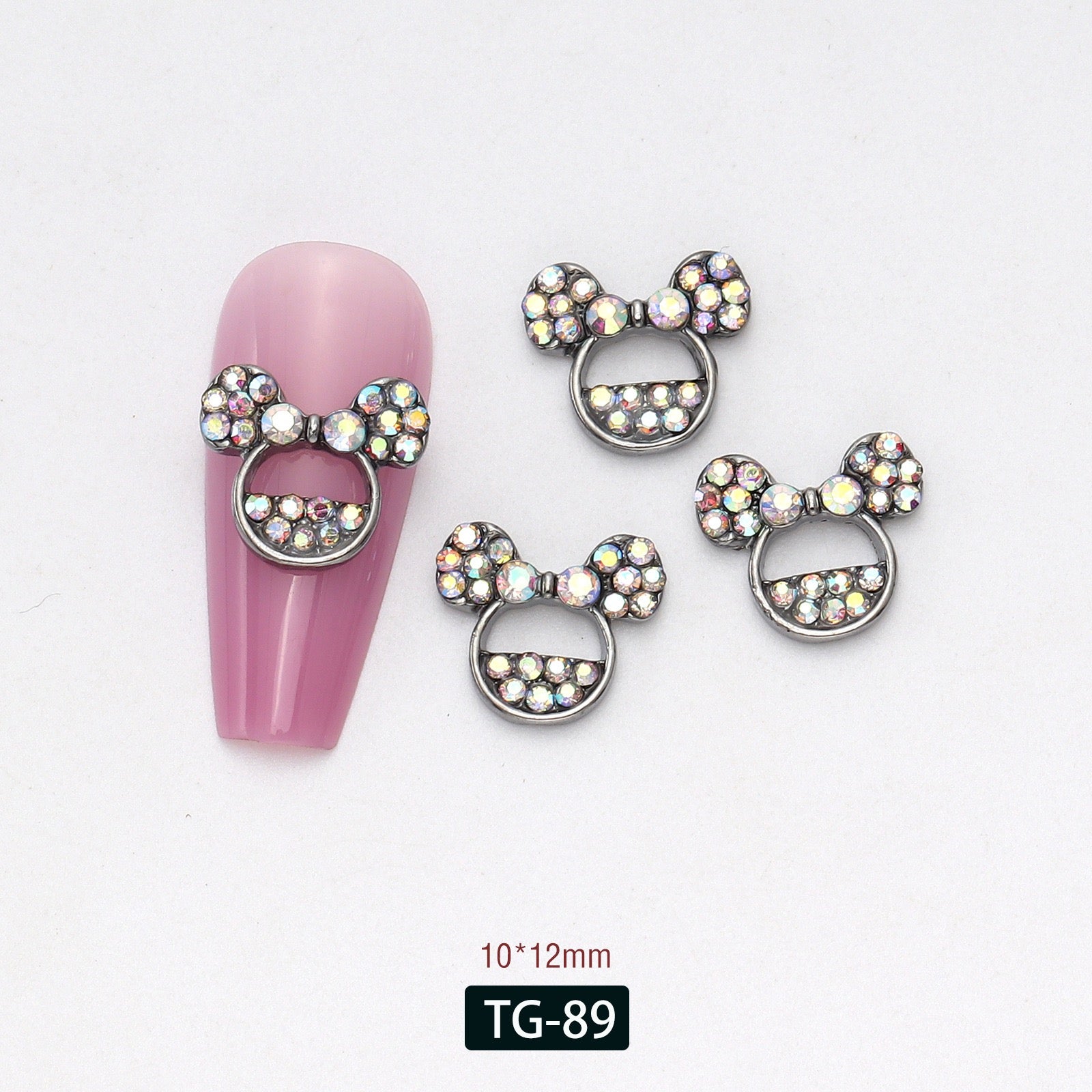 Minnie Head Nail Charms – 12-Piece Set of 3D Alloy Iconic Silhouette Nail Art Accents