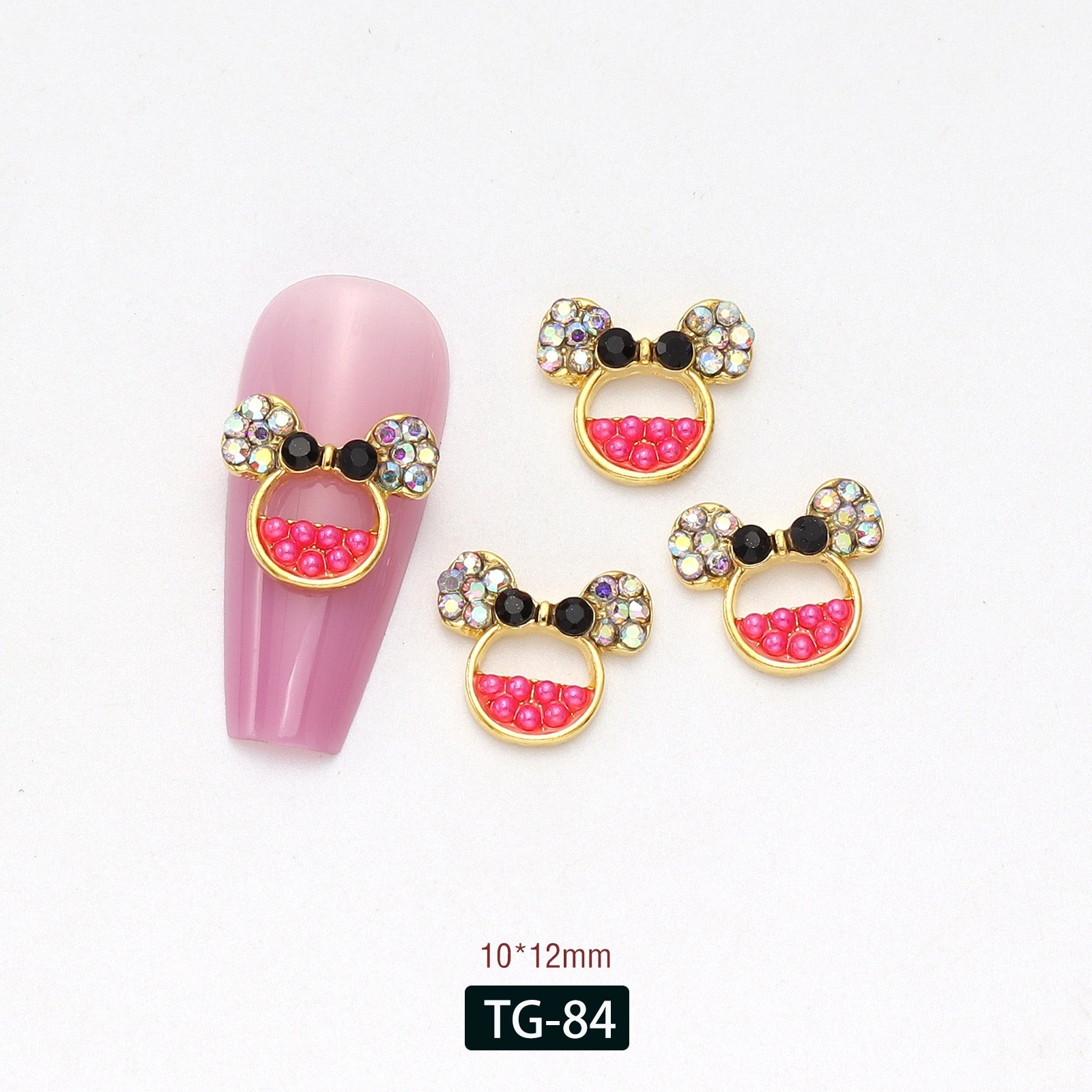 Minnie Head Nail Charms – 12-Piece Set of 3D Alloy Iconic Silhouette Nail Art Accents