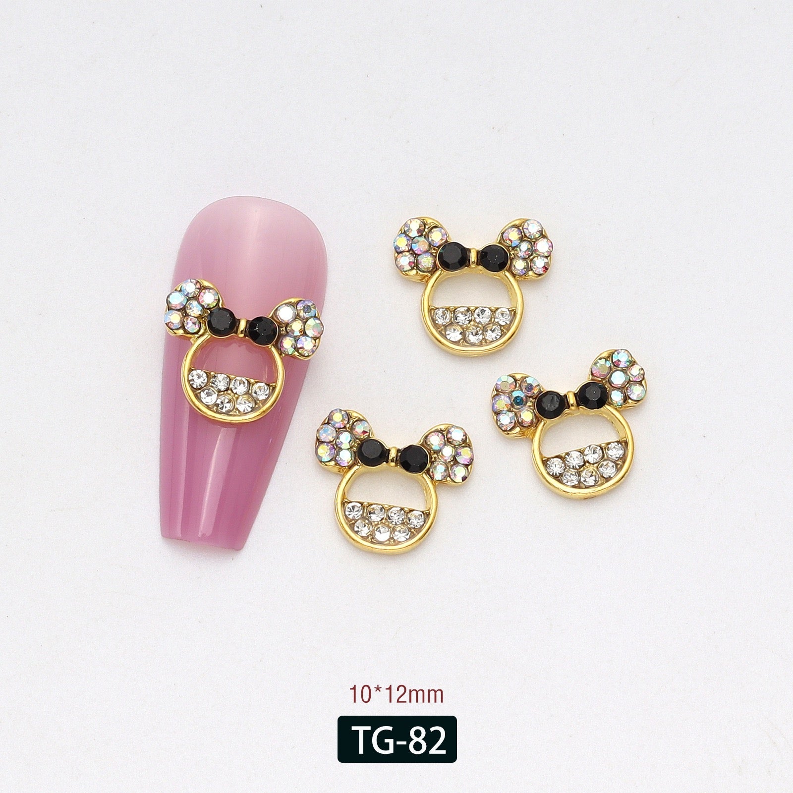 Minnie Head Nail Charms – 12-Piece Set of 3D Alloy Iconic Silhouette Nail Art Accents
