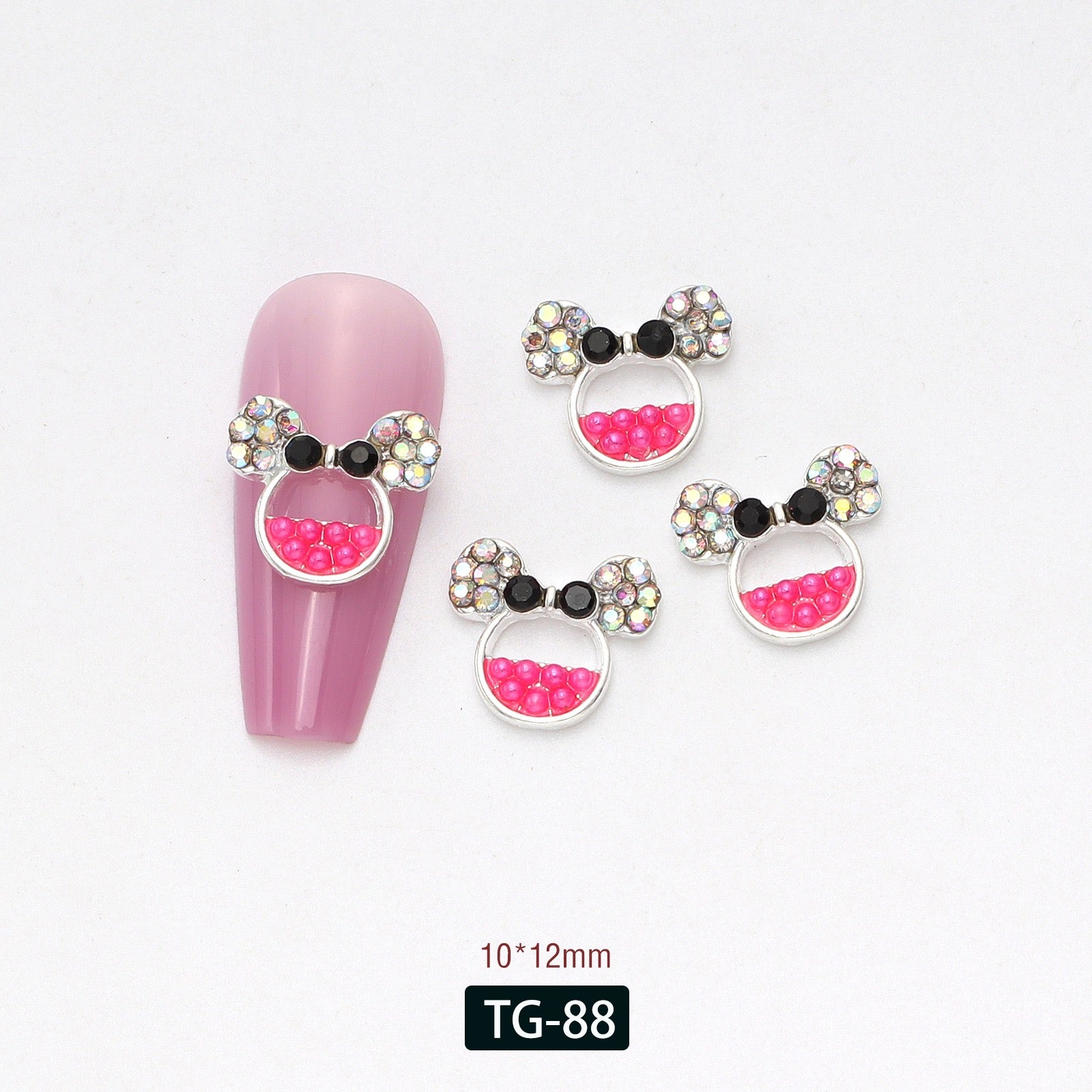Minnie Head Nail Charms – 12-Piece Set of 3D Alloy Iconic Silhouette Nail Art Accents