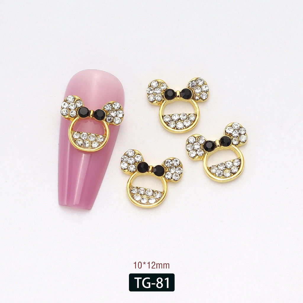 Minnie Head Nail Charms – 12-Piece Set of 3D Alloy Iconic Silhouette Nail Art Accents