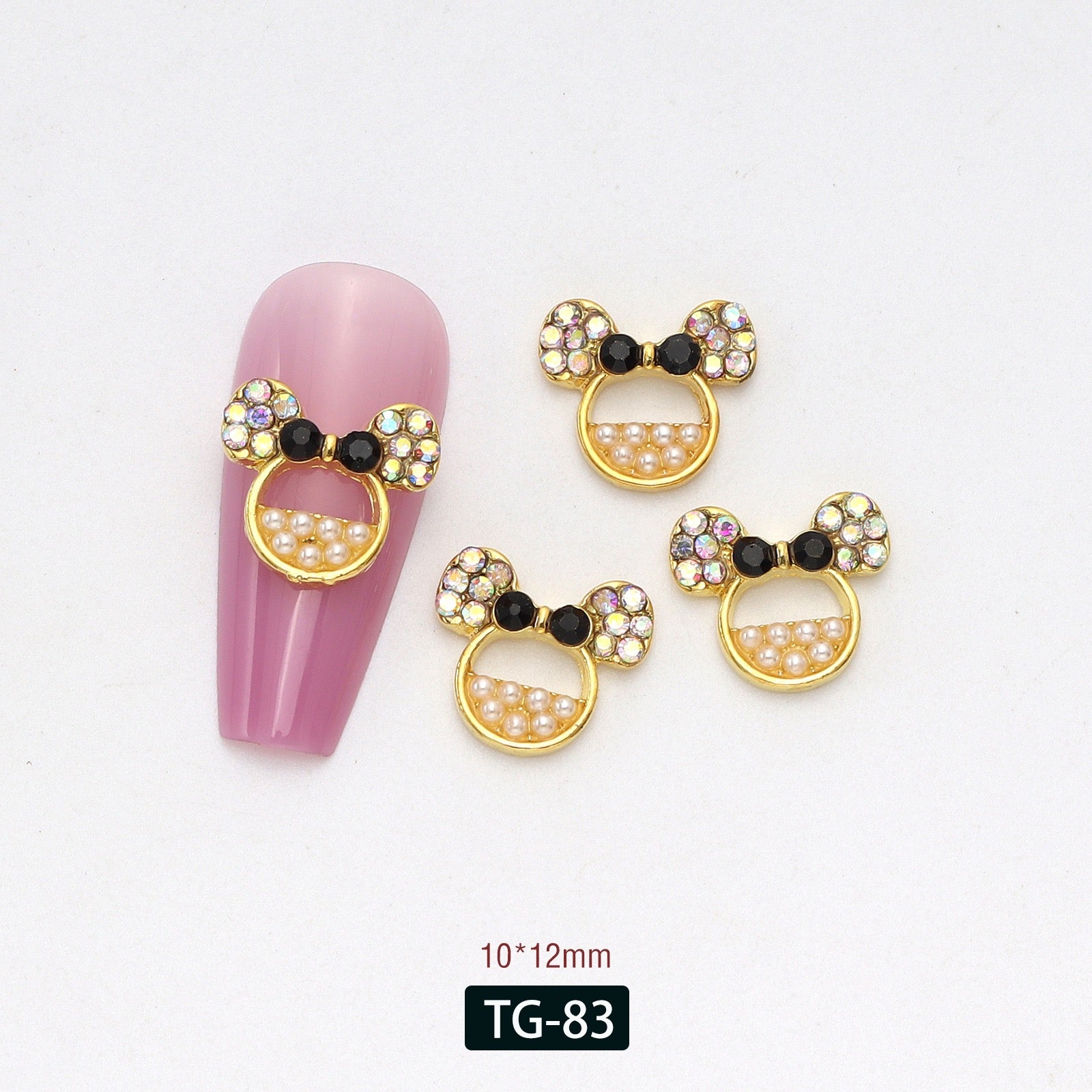 Minnie Head Nail Charms – 12-Piece Set of 3D Alloy Iconic Silhouette Nail Art Accents