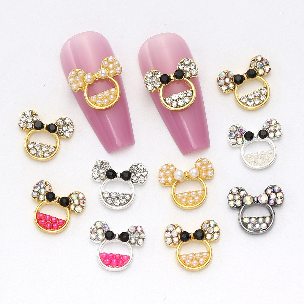 Minnie Head Nail Charms – 12-Piece Set of 3D Alloy Iconic Silhouette Nail Art Accents
