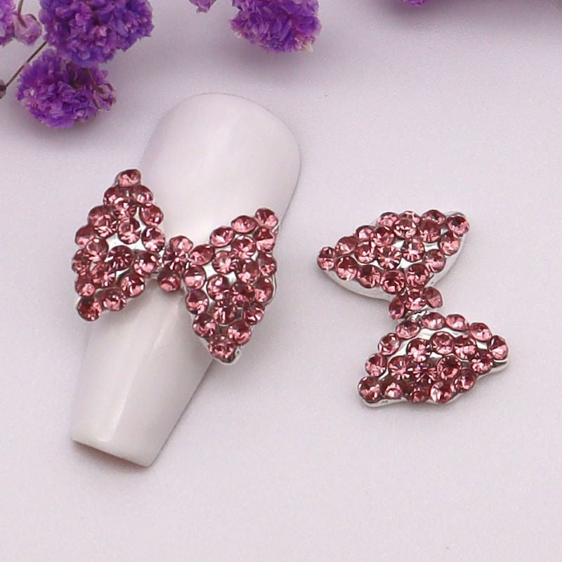 Luxury Rhinestone & Pearl Bow Nail Charms (5-Piece Set)