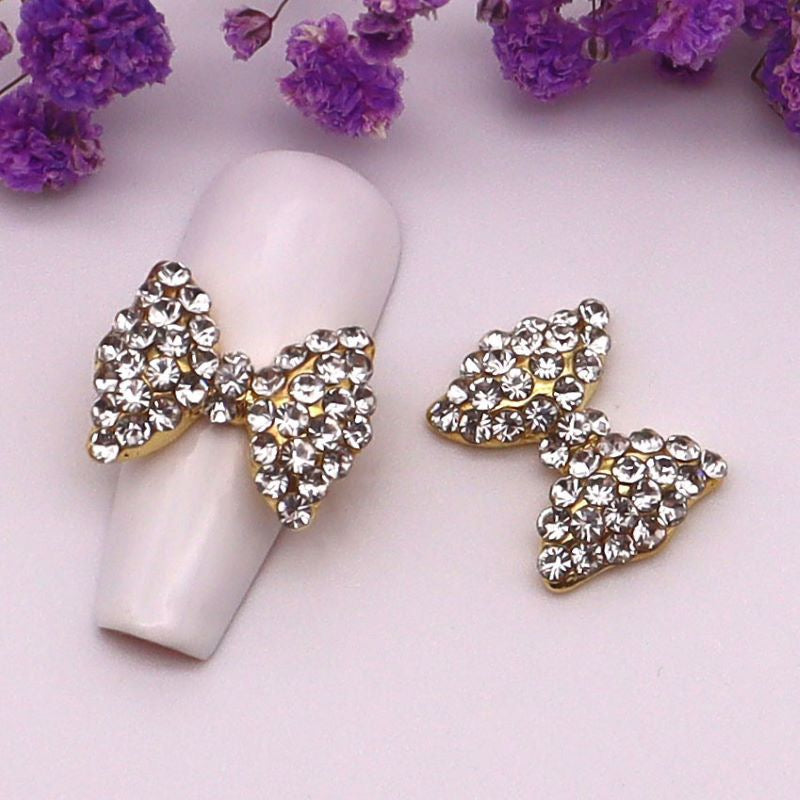 Luxury Rhinestone & Pearl Bow Nail Charms (5-Piece Set)