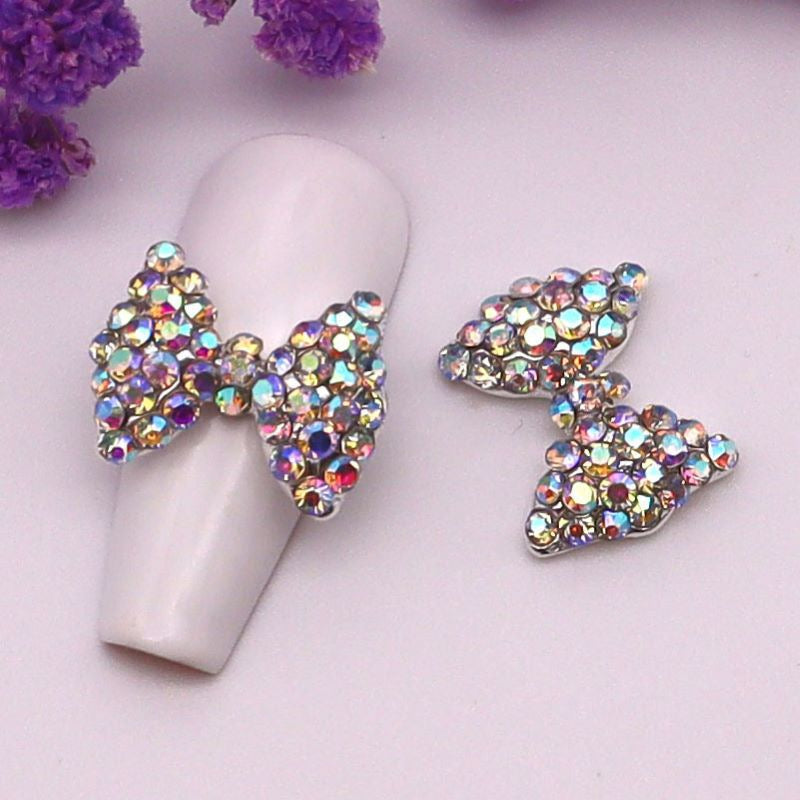 Luxury Rhinestone & Pearl Bow Nail Charms (5-Piece Set)