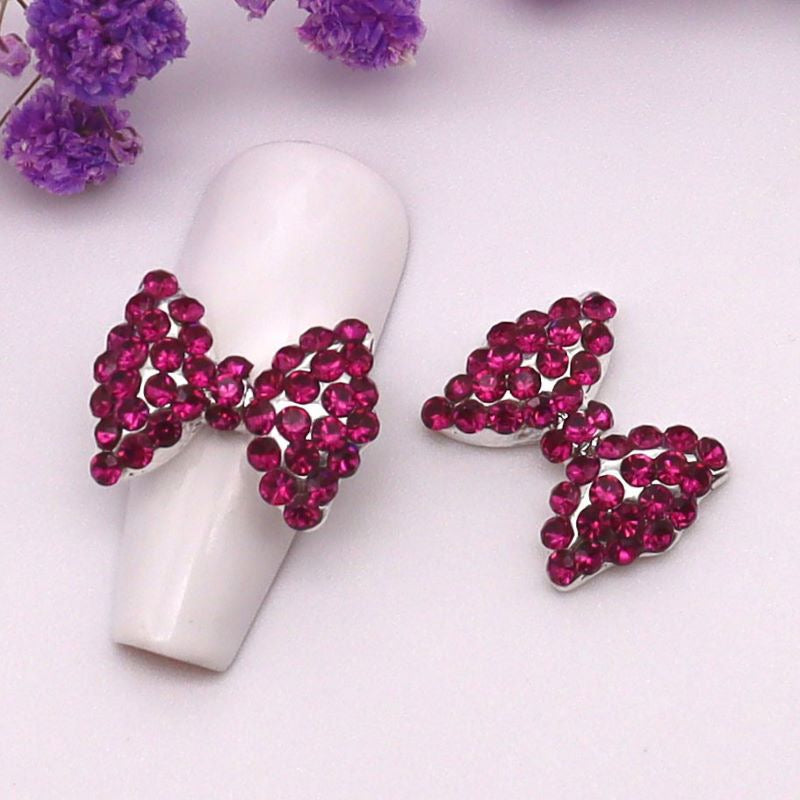 Luxury Rhinestone & Pearl Bow Nail Charms (5-Piece Set)