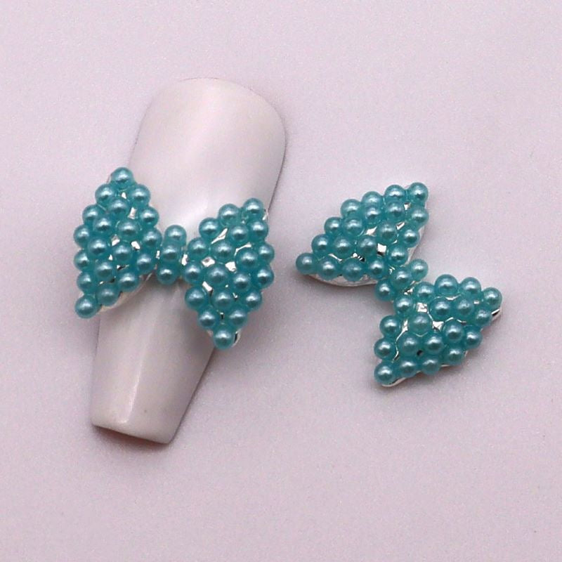 Luxury Rhinestone & Pearl Bow Nail Charms (5-Piece Set)