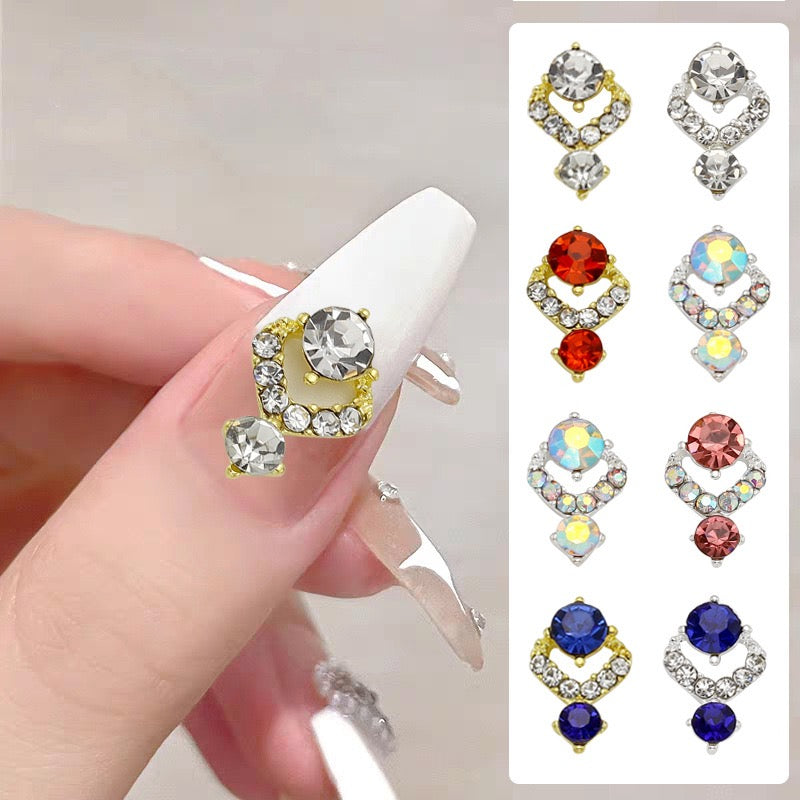 Elegant Jewel-Tone Rhinestone Nail Charms (12-Piece Set)
