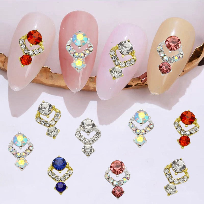 Elegant Jewel-Tone Rhinestone Nail Charms (12-Piece Set)