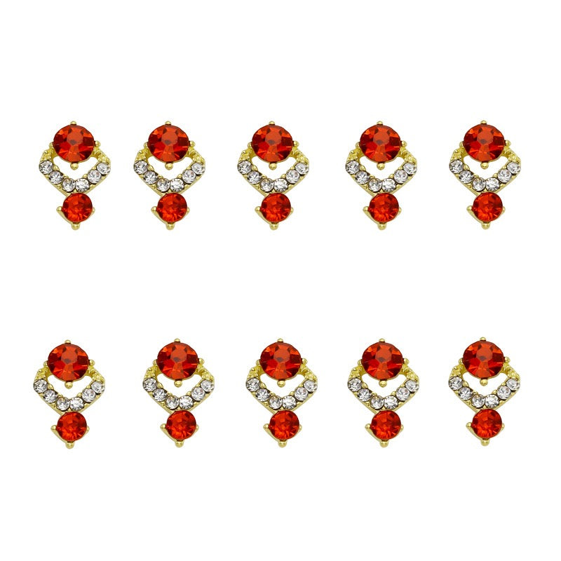 Elegant Jewel-Tone Rhinestone Nail Charms (12-Piece Set)