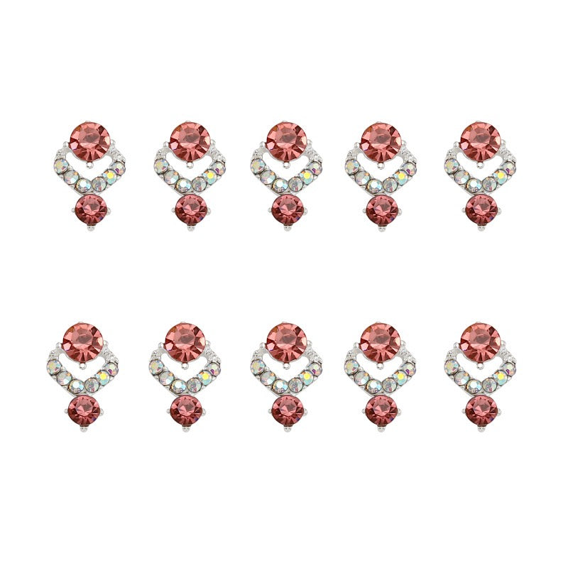 Elegant Jewel-Tone Rhinestone Nail Charms (12-Piece Set)