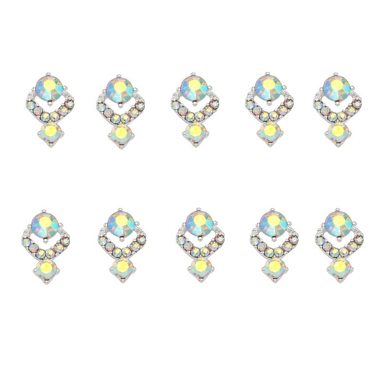 Elegant Jewel-Tone Rhinestone Nail Charms (12-Piece Set)