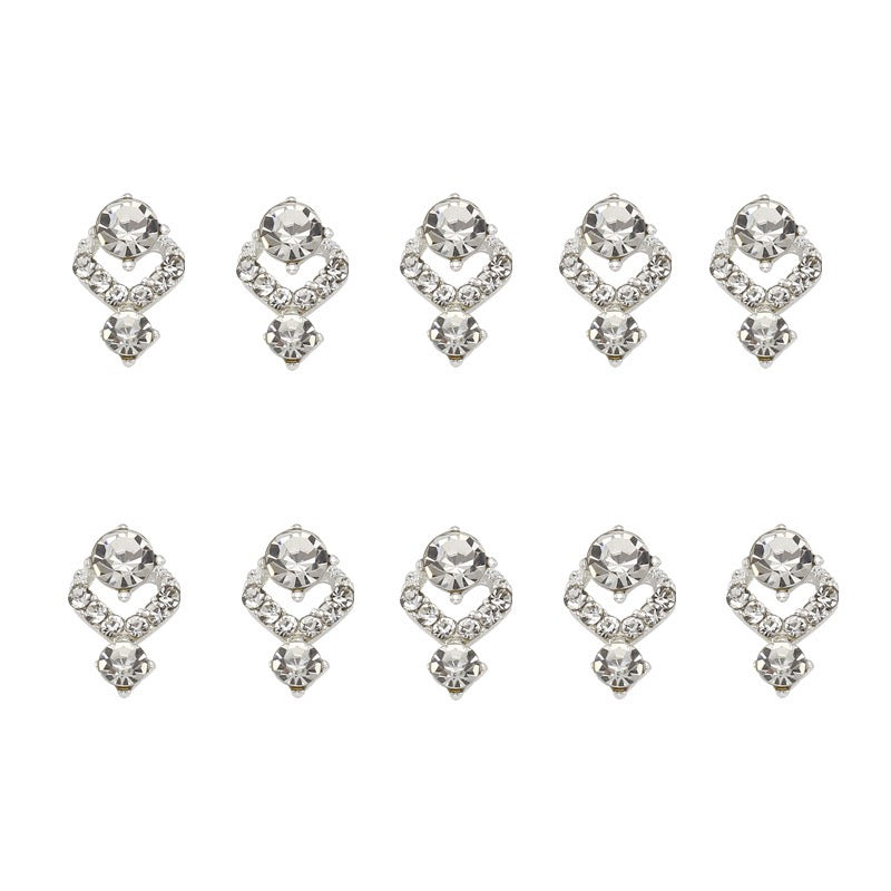 Elegant Jewel-Tone Rhinestone Nail Charms (12-Piece Set)