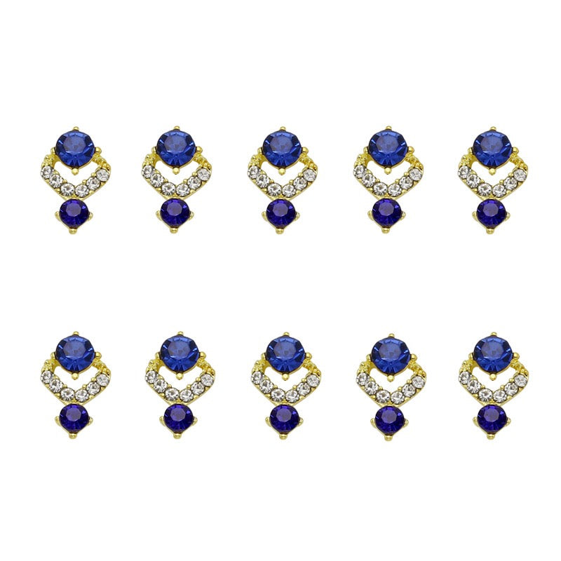 Elegant Jewel-Tone Rhinestone Nail Charms (12-Piece Set)