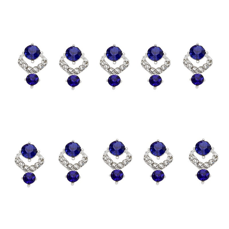 Elegant Jewel-Tone Rhinestone Nail Charms (12-Piece Set)