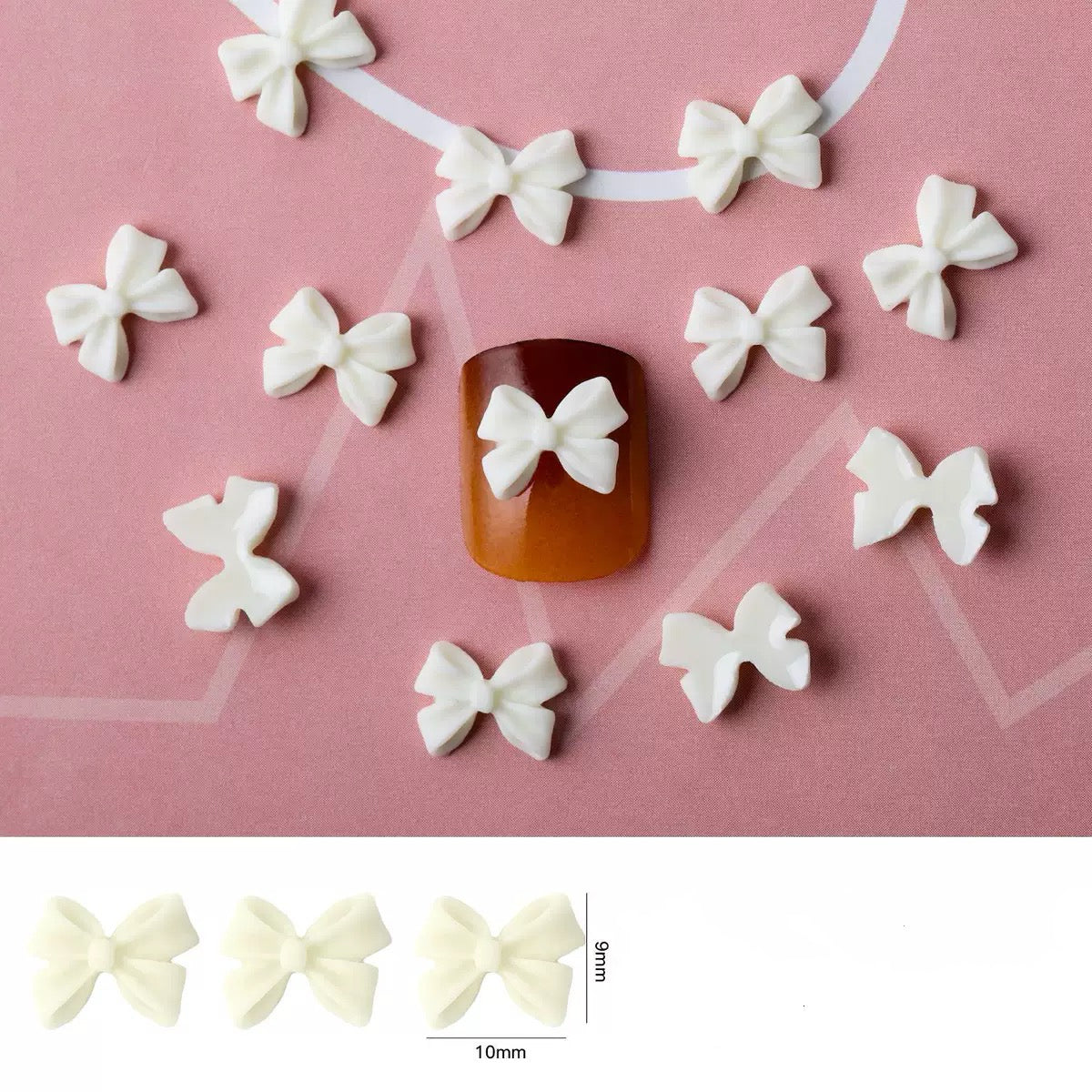 Whimsical Resin Bow Charms (50-Piece Pack) for Nail Art Lovers