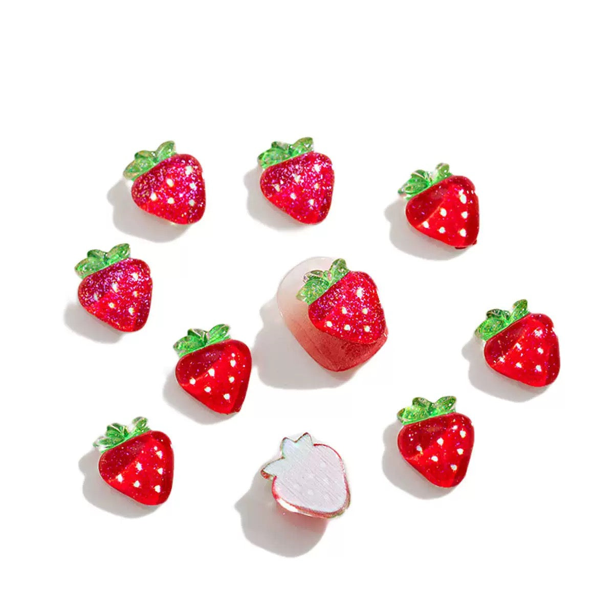 Berry Sweet Charms: 20-Piece Strawberry/Cherry Nail Accessories