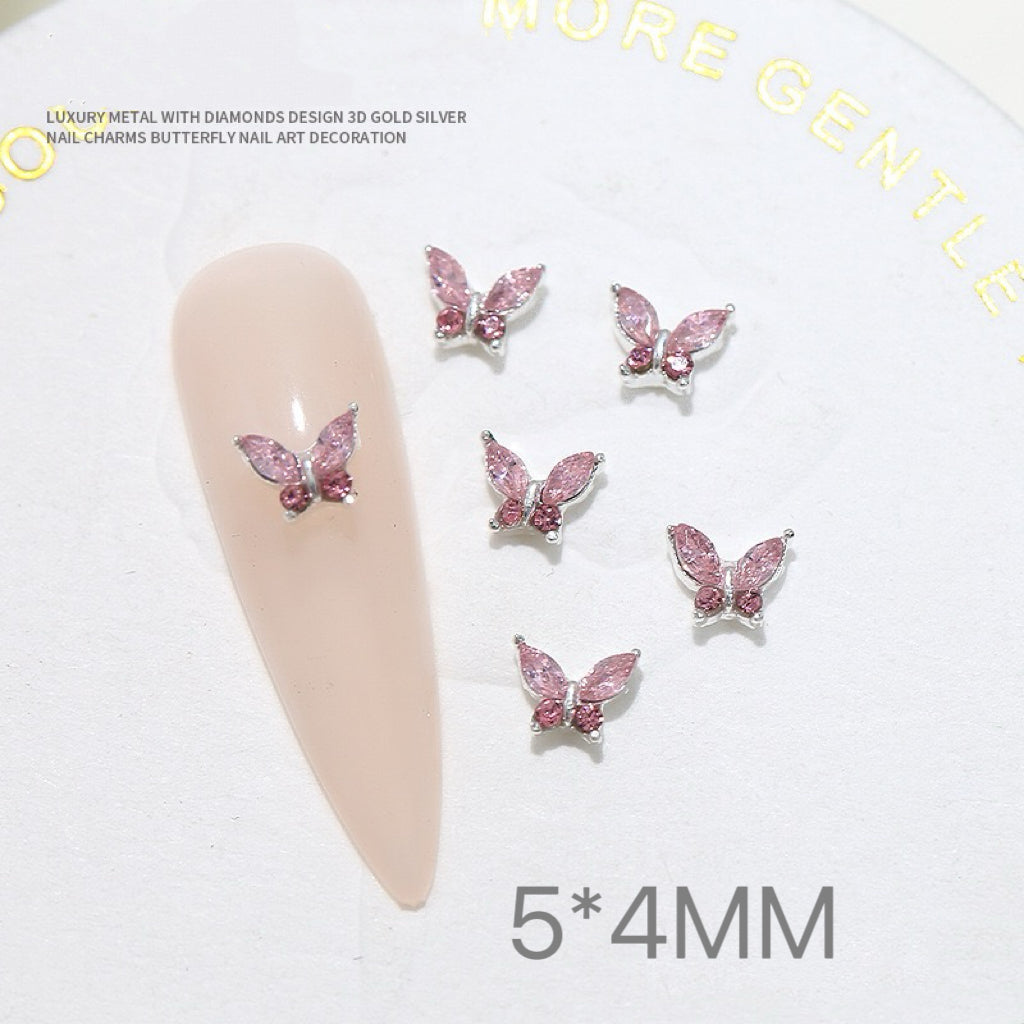 10-Piece Butterfly Alloy Nail Art Charm Set – Sparkling Diamond Design
