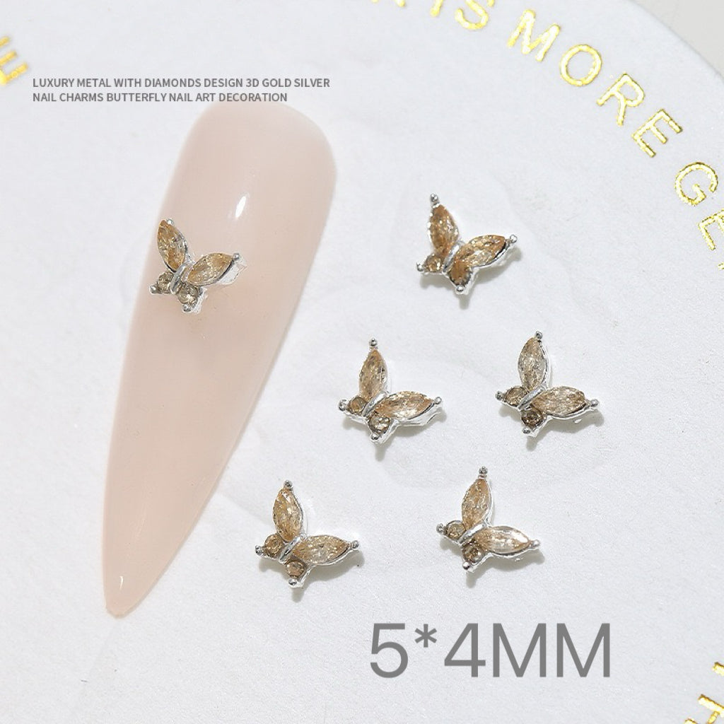 10-Piece Butterfly Alloy Nail Art Charm Set – Sparkling Diamond Design