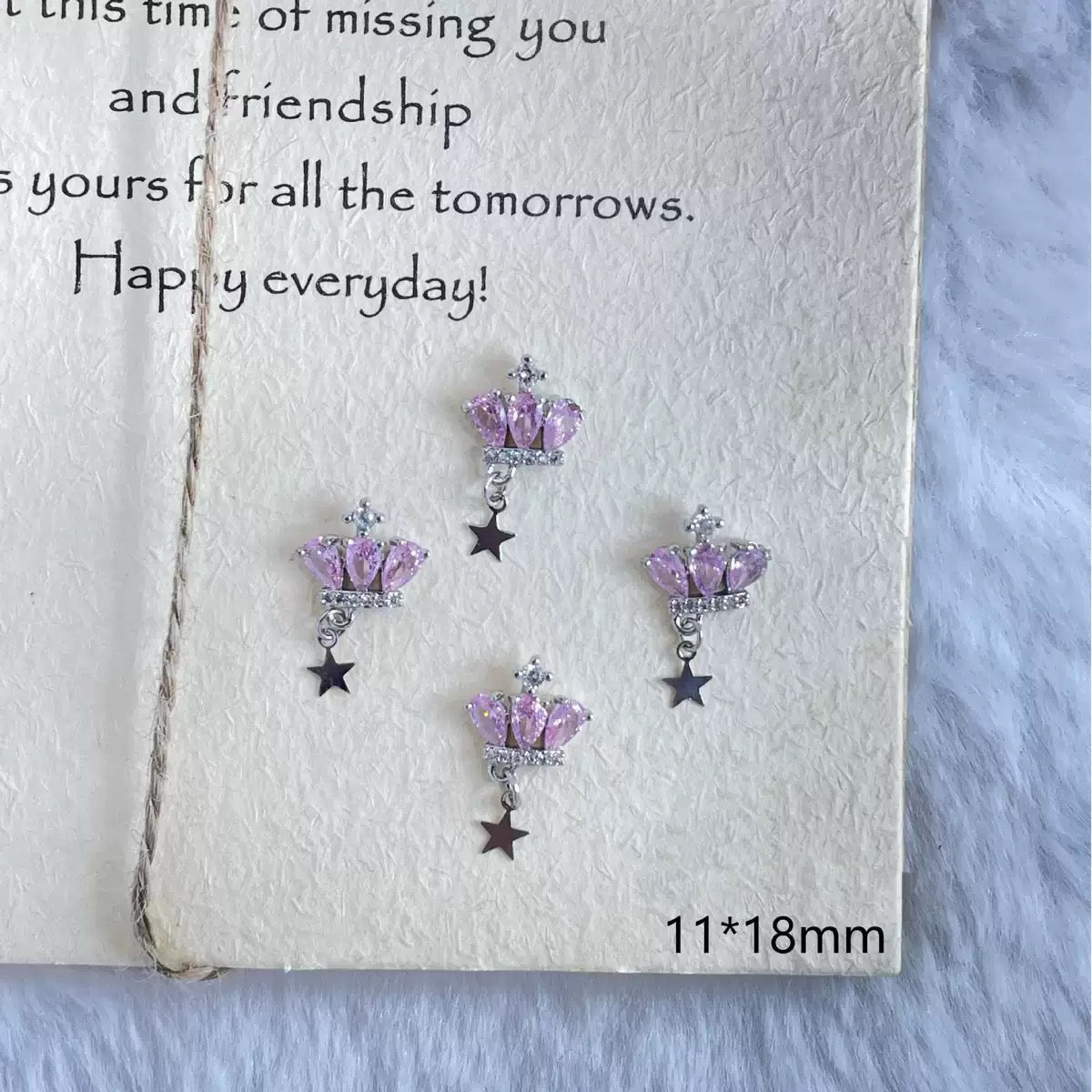 Zircon Crown Nail Charms – 12-Piece Set of 3D Alloy Crowns with Sparkling Crystal Accents