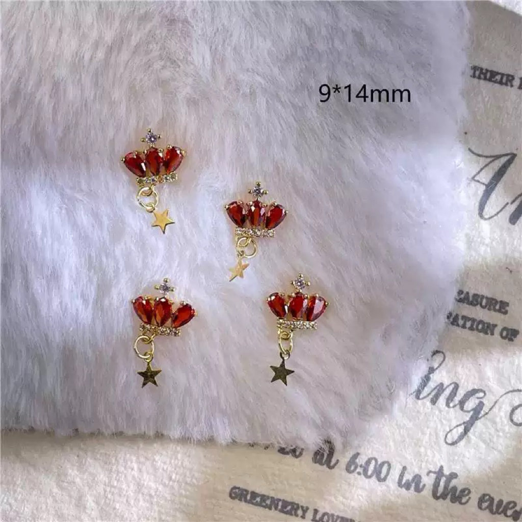 Zircon Crown Nail Charms – 12-Piece Set of 3D Alloy Crowns with Sparkling Crystal Accents