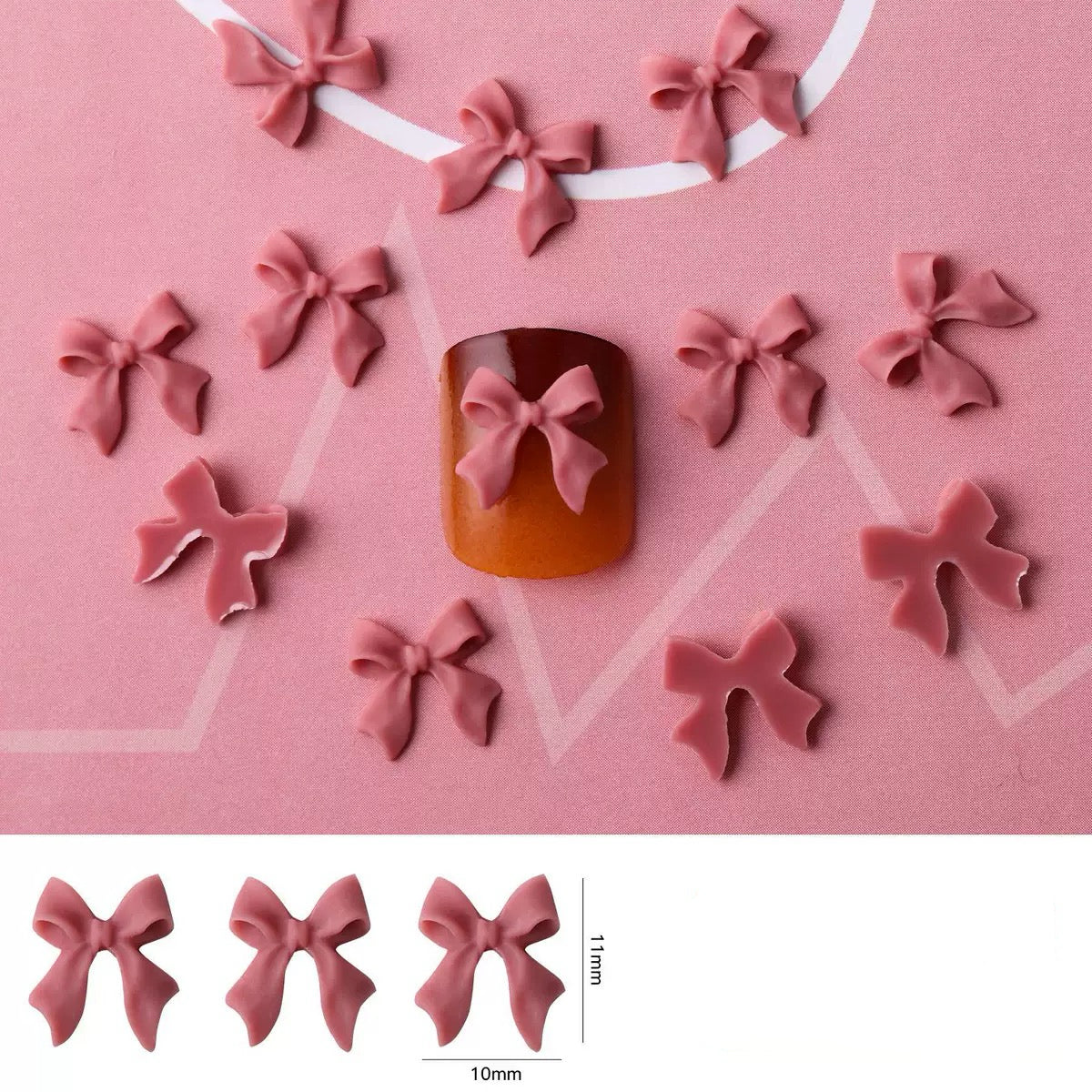 Charming  Bow Nail Charms – 50-Piece Pack