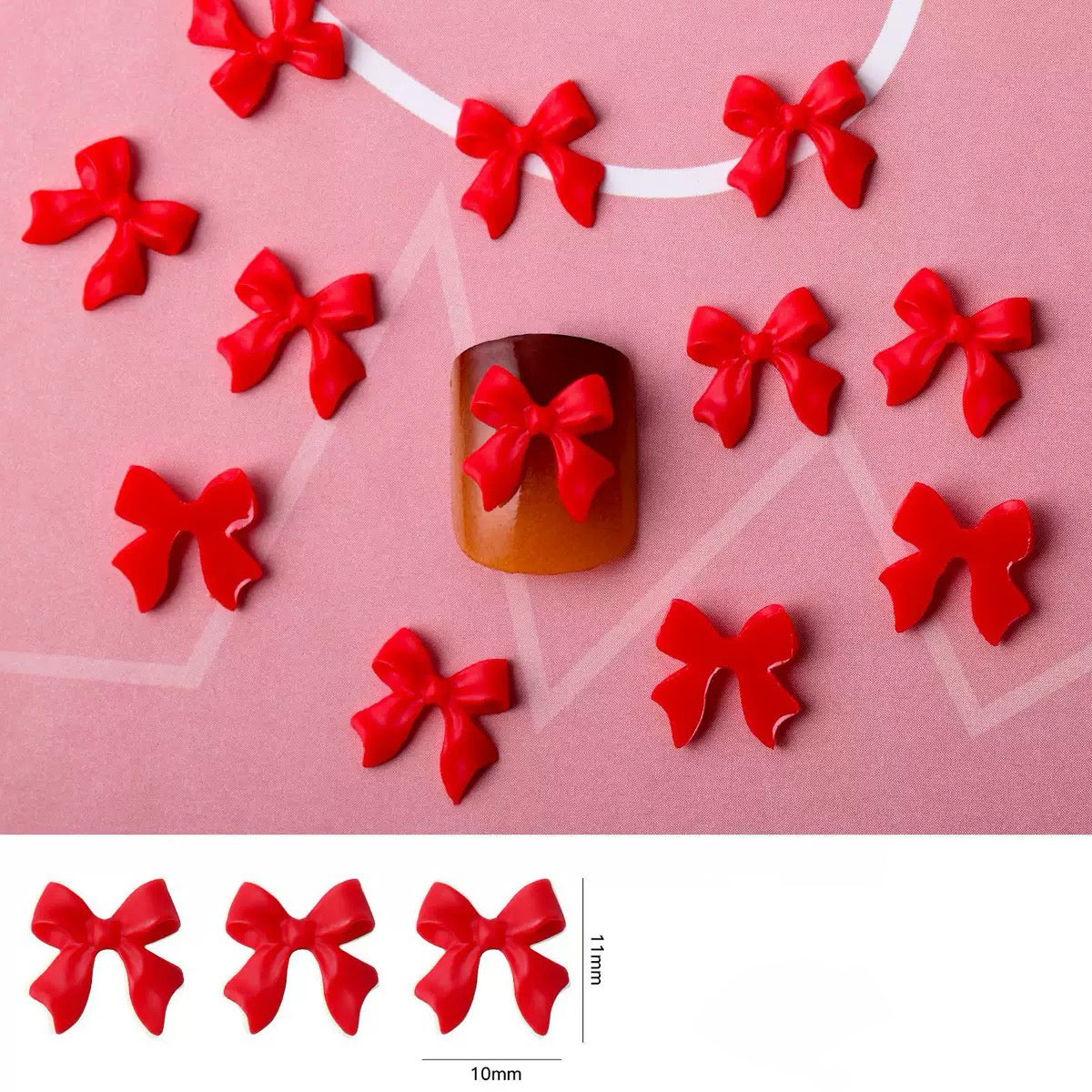 Charming  Bow Nail Charms – 50-Piece Pack