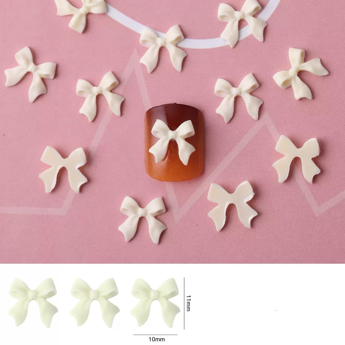Charming  Bow Nail Charms – 50-Piece Pack