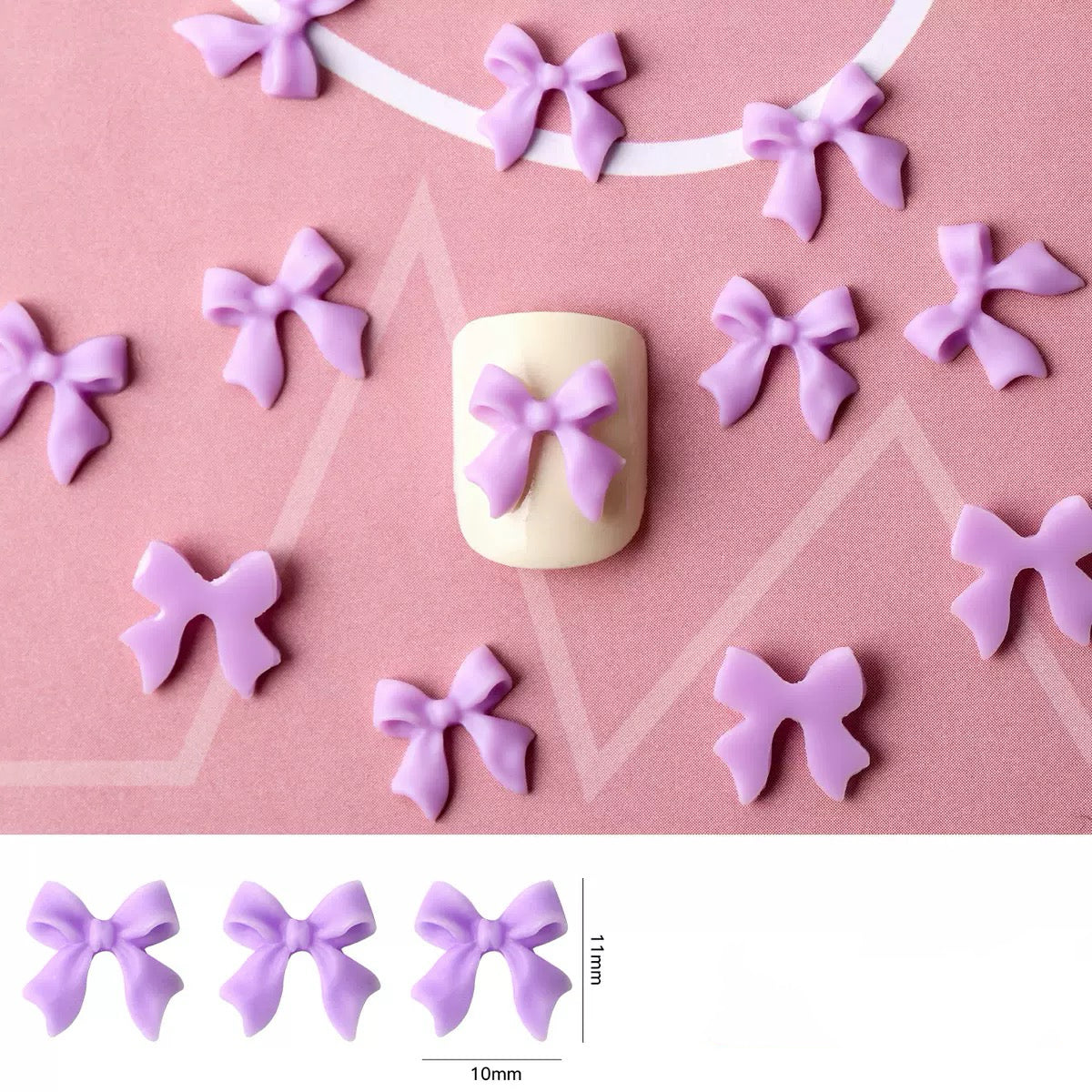 Charming  Bow Nail Charms – 50-Piece Pack