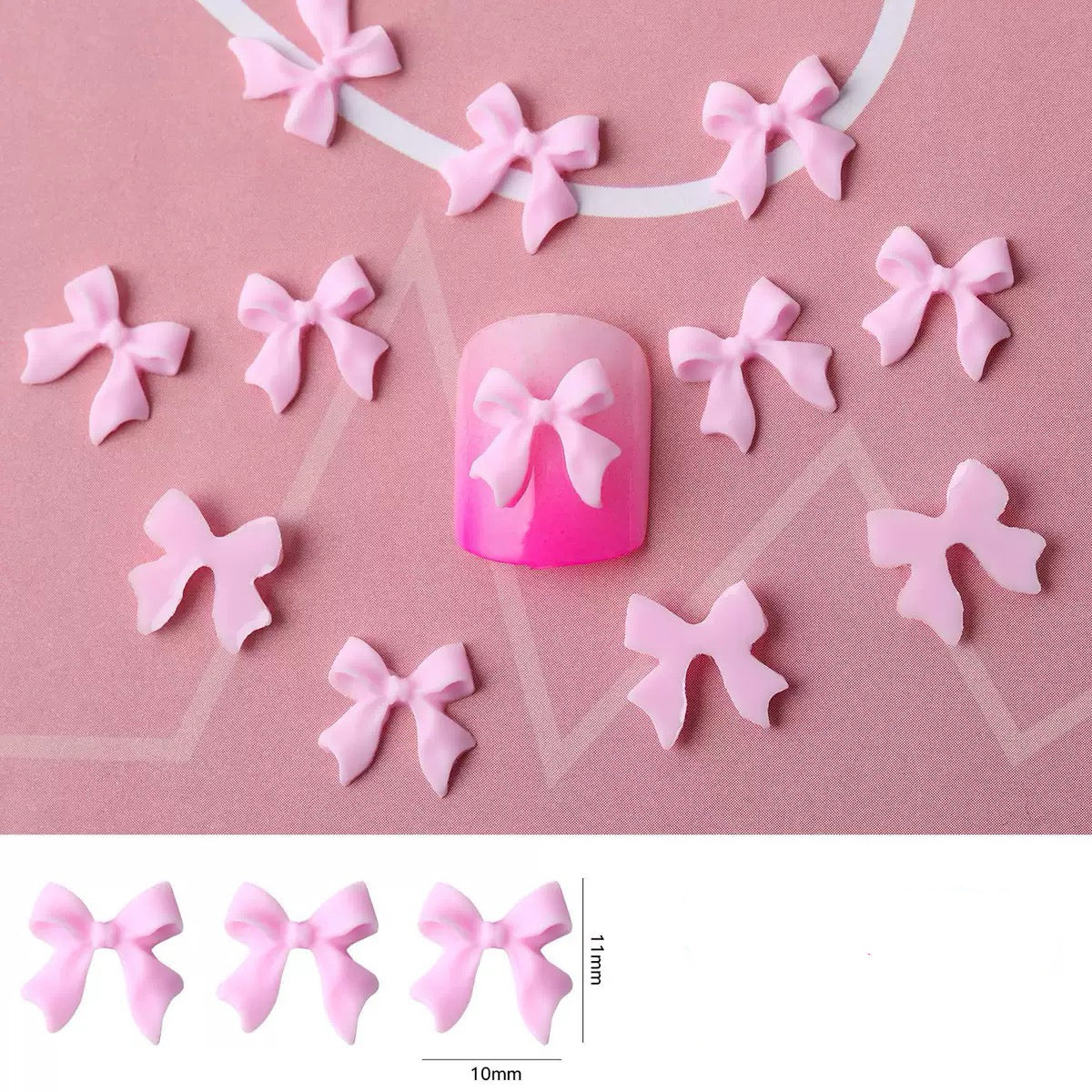 Charming  Bow Nail Charms – 50-Piece Pack