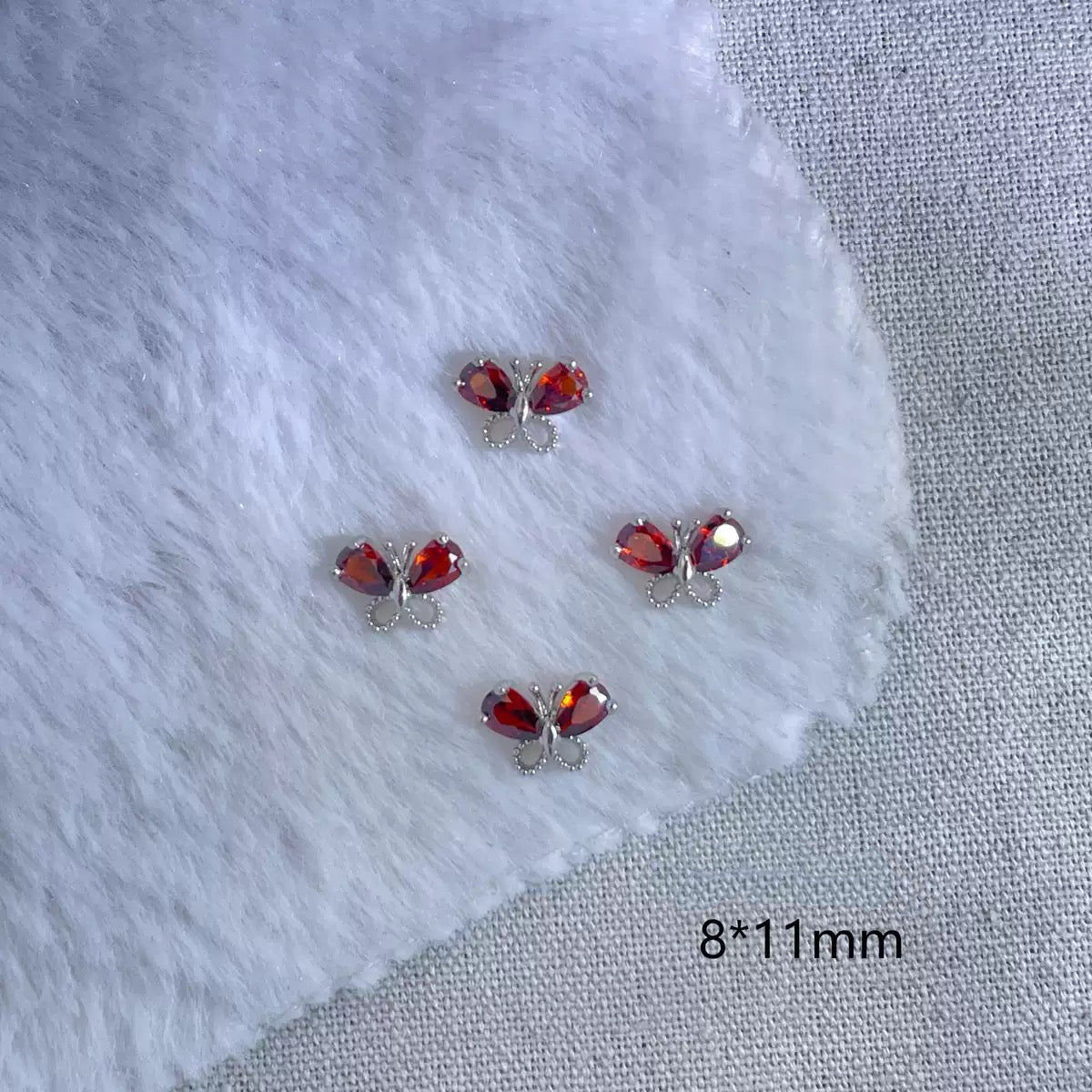 Zircon Butterfly Nail Charms – 12-Piece Set of 3D Alloy Butterflies with Sparkling Crystal Accents