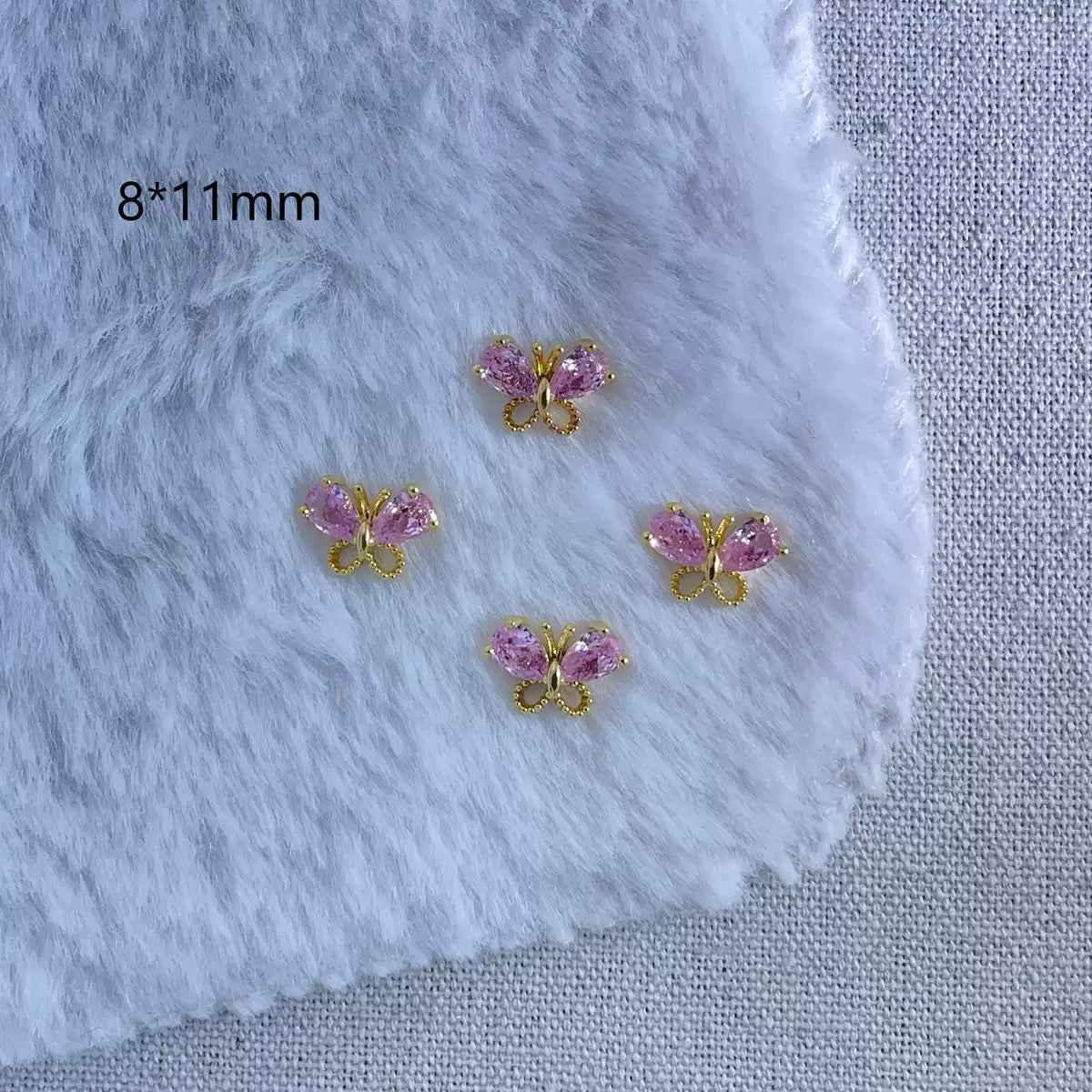 Zircon Butterfly Nail Charms – 12-Piece Set of 3D Alloy Butterflies with Sparkling Crystal Accents