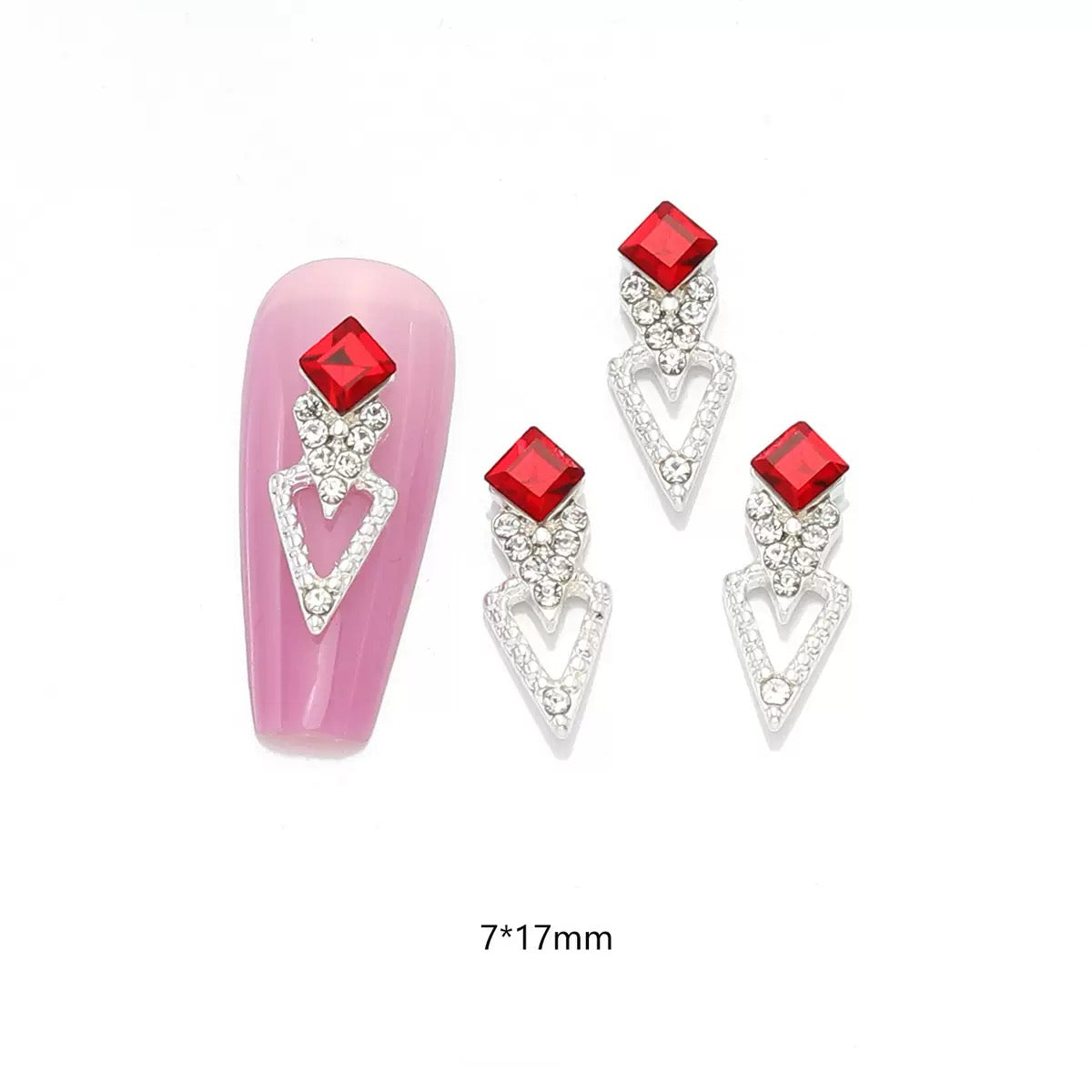 3D Metallic Geometric Nail Charms – Shimmering Rhinestone Triangle & Diamond Alloy Nail Art-12piece set