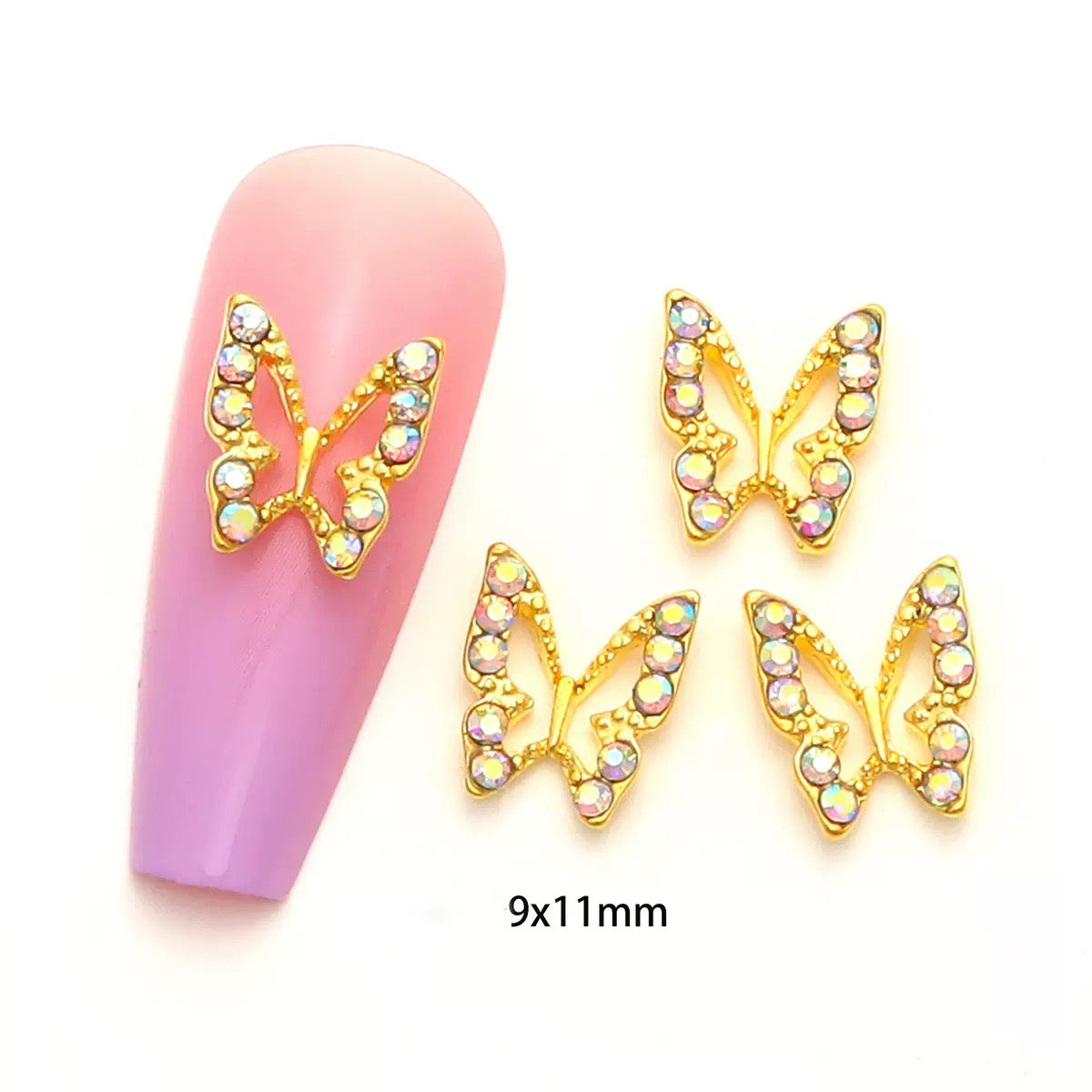3D Butterfly Nail Charms – 12-Piece Set of Shimmering Alloy Winged Accents for Nail Art
