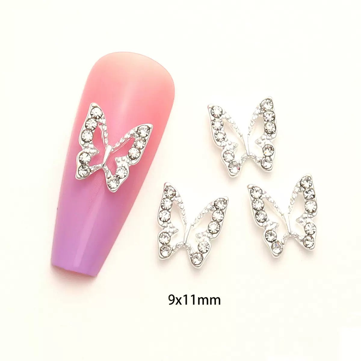 3D Butterfly Nail Charms – 12-Piece Set of Shimmering Alloy Winged Accents for Nail Art