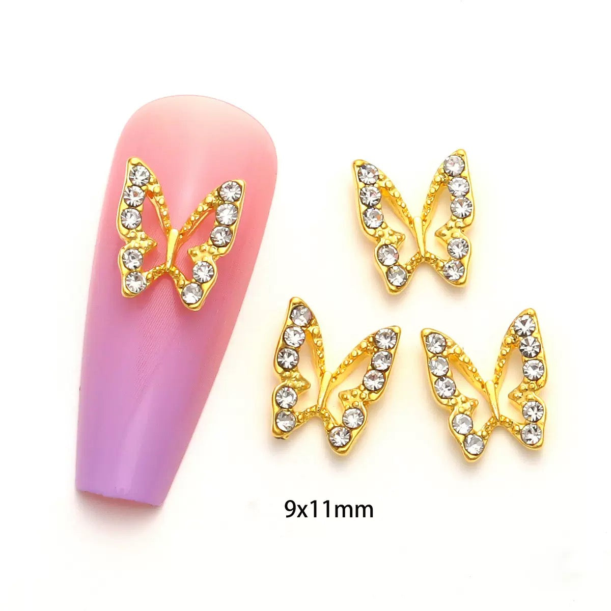 3D Butterfly Nail Charms – 12-Piece Set of Shimmering Alloy Winged Accents for Nail Art