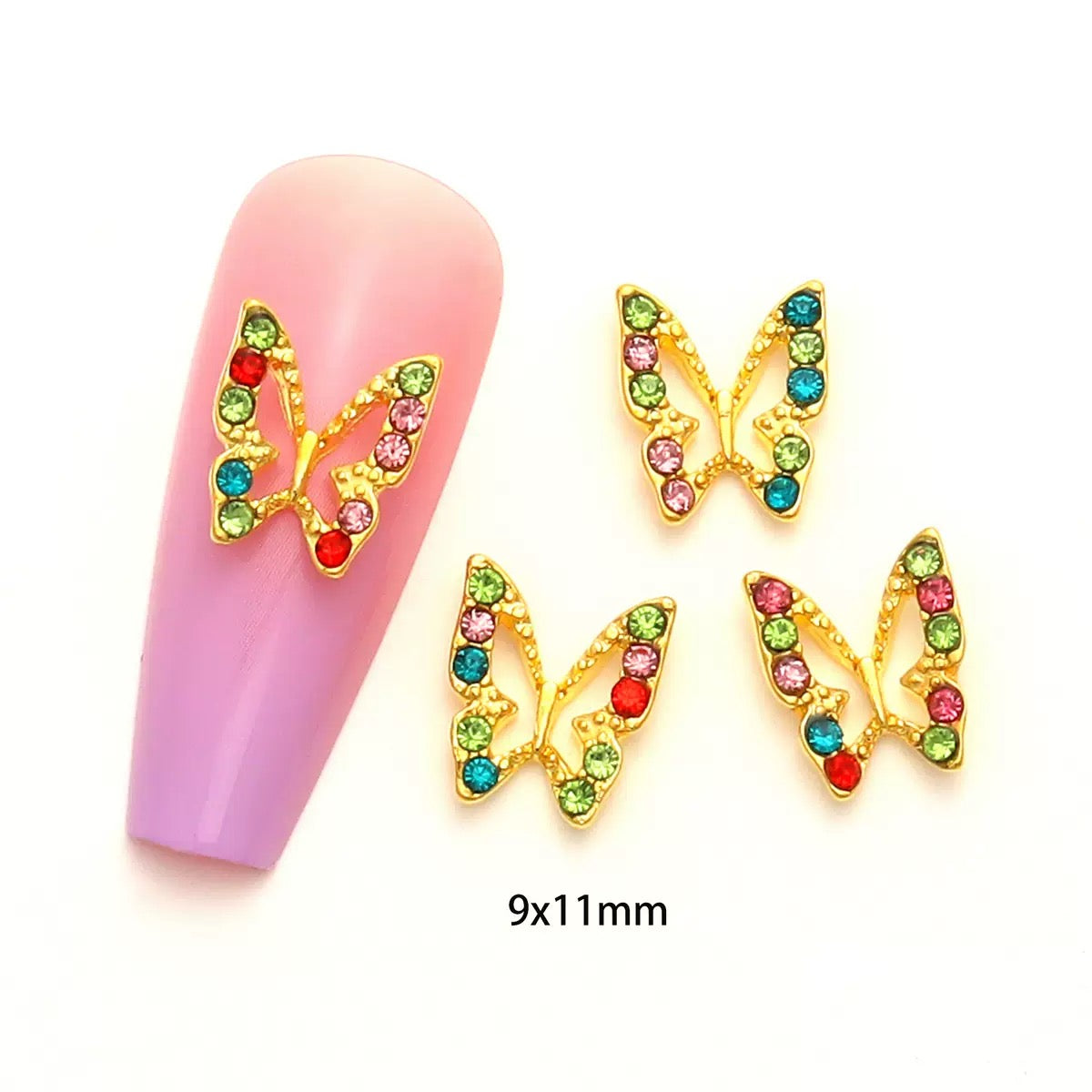 3D Butterfly Nail Charms – 12-Piece Set of Shimmering Alloy Winged Accents for Nail Art
