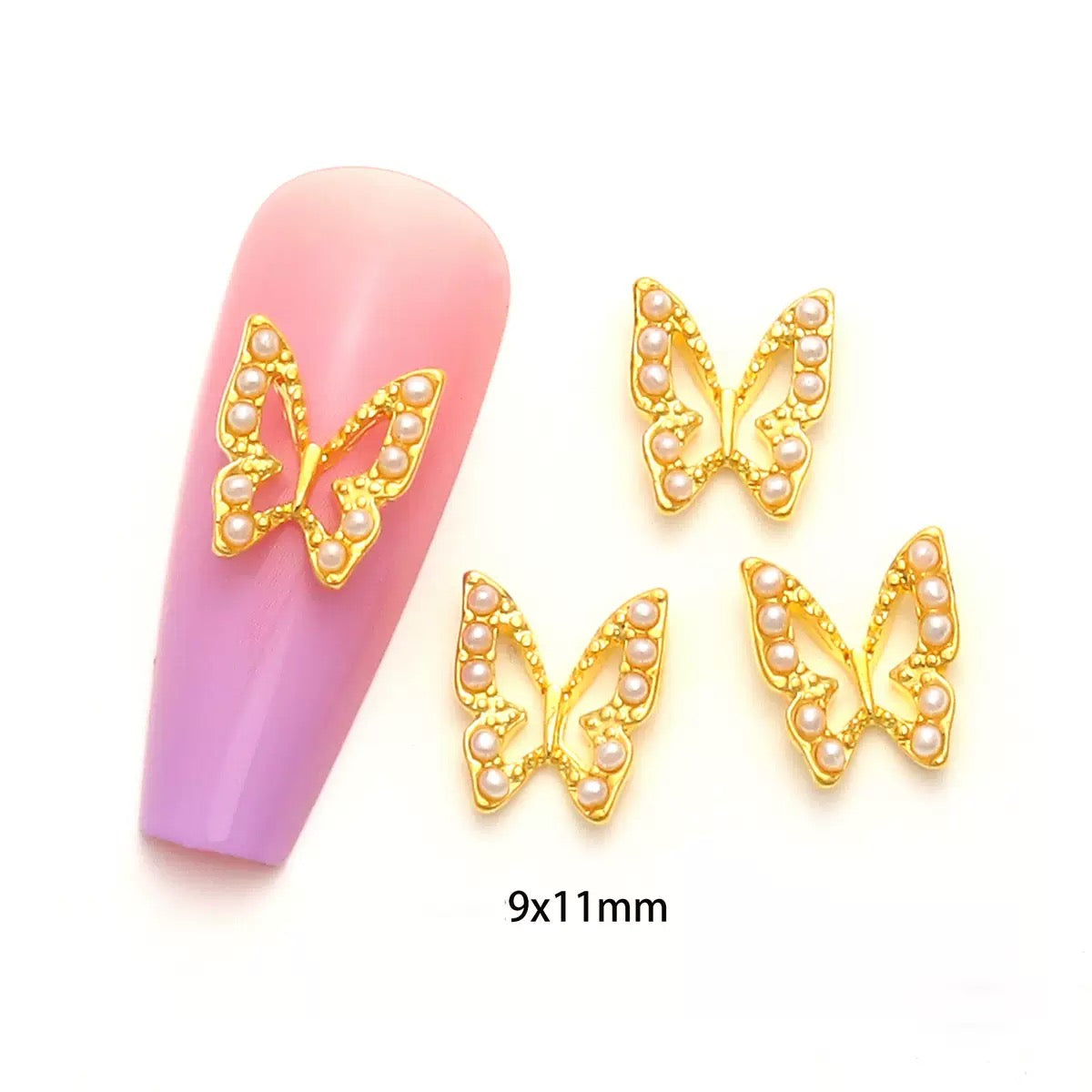 3D Butterfly Nail Charms – 12-Piece Set of Shimmering Alloy Winged Accents for Nail Art