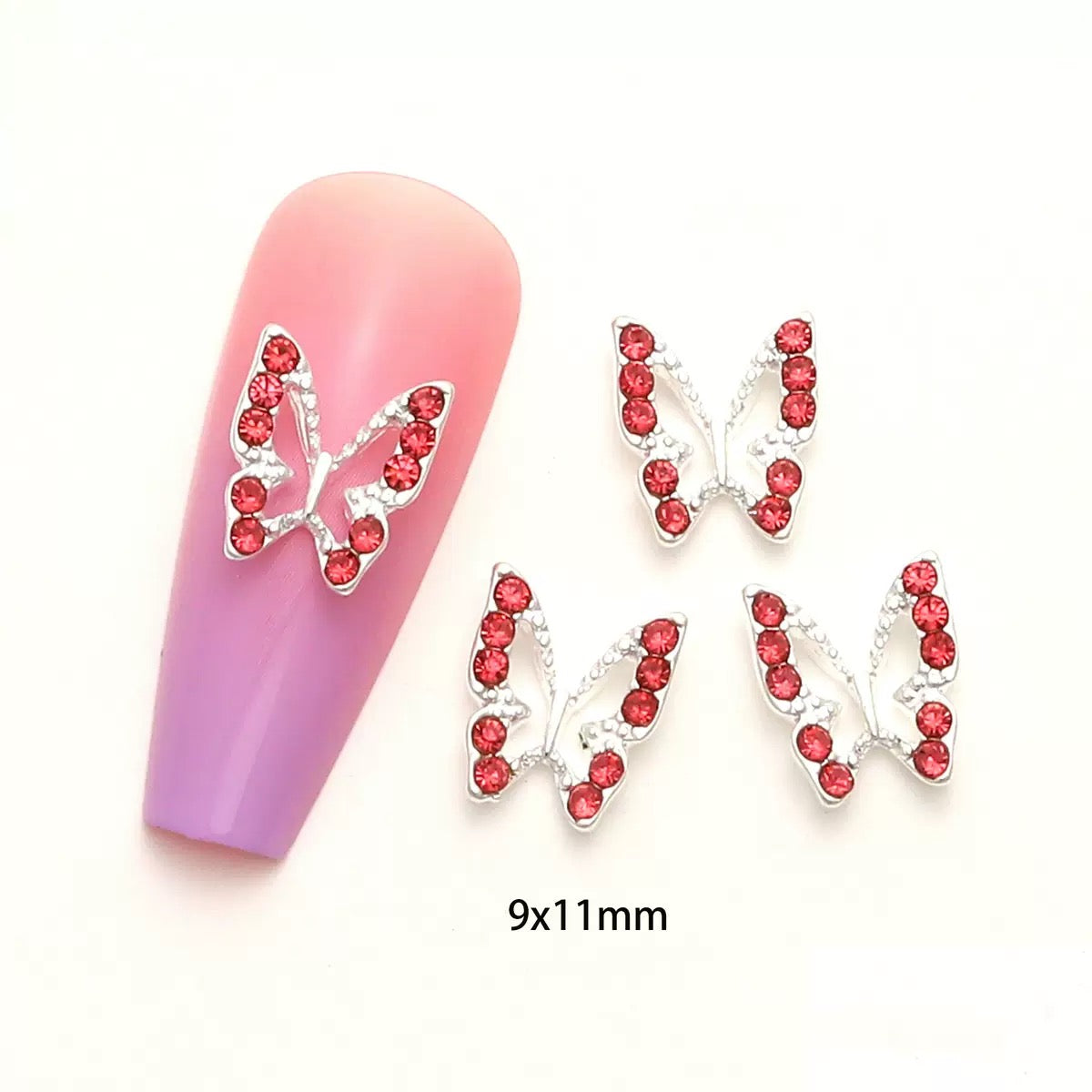 3D Butterfly Nail Charms – 12-Piece Set of Shimmering Alloy Winged Accents for Nail Art