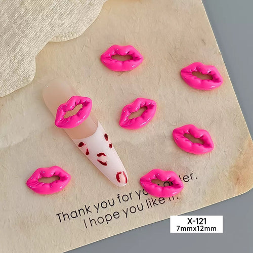 10- Piece Set Valentine’s Day Alloy Lipstick Nail Jewelry – Big Red Lips Nail Art Charm