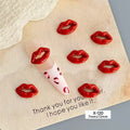 10- Piece Set Valentine’s Day Alloy Lipstick Nail Jewelry – Big Red Lips Nail Art Charm