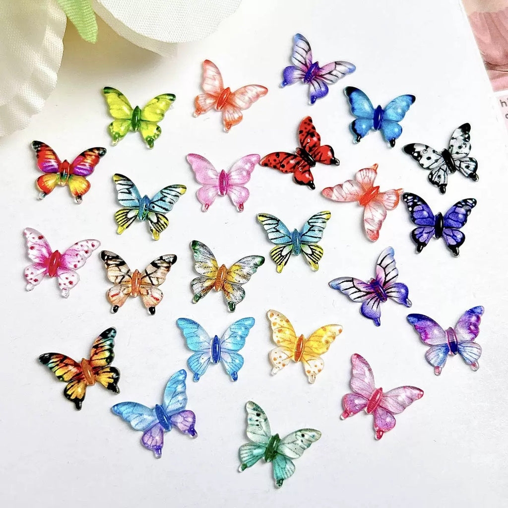 50-Piece Pack Colorful Resin Butterfly Mix  Charms for Nails