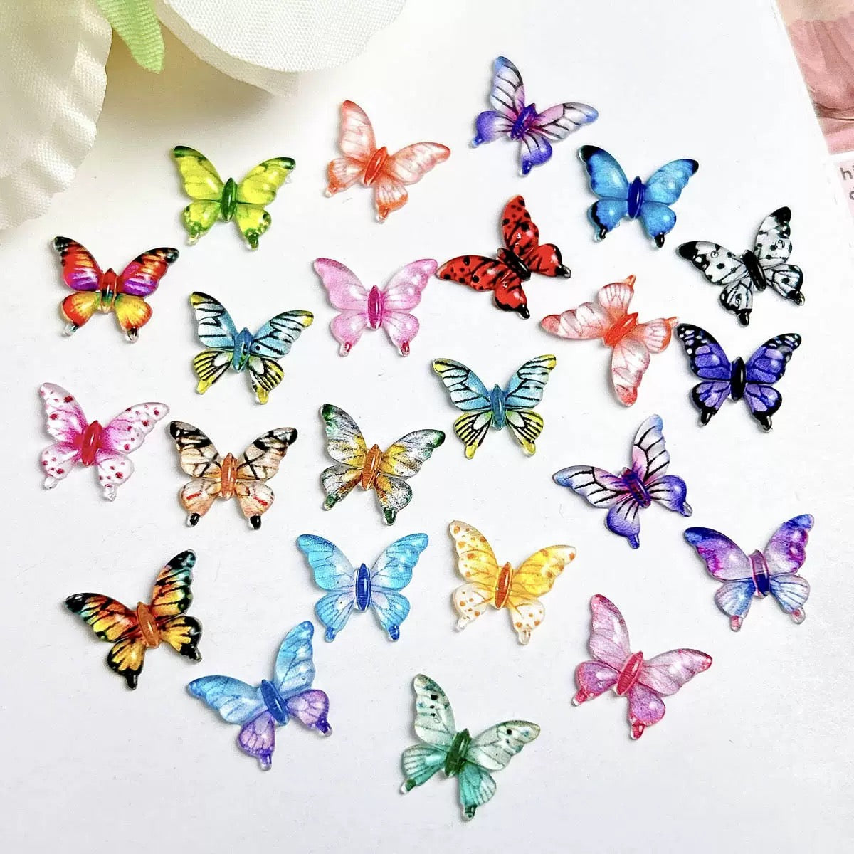 50-Piece Pack Colorful Resin Butterfly Mix  Charms for Nails