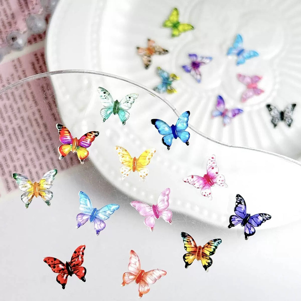 50-Piece Pack Colorful Resin Butterfly Mix  Charms for Nails