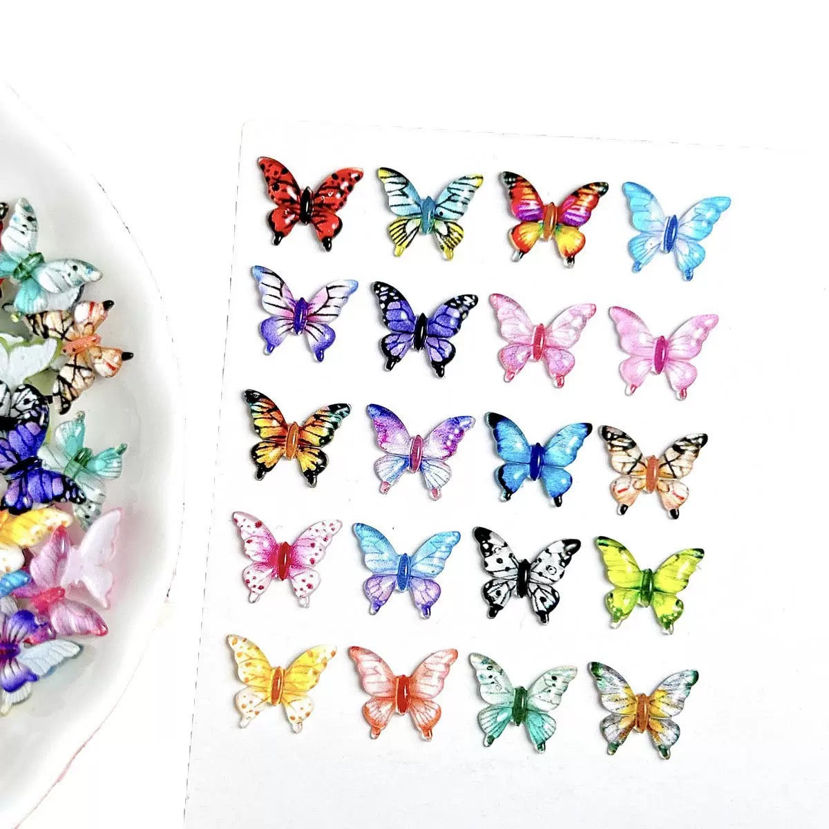 50-Piece Pack Colorful Resin Butterfly Mix  Charms for Nails
