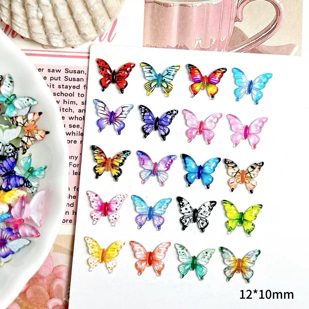 50-Piece Pack Colorful Resin Butterfly Mix  Charms for Nails
