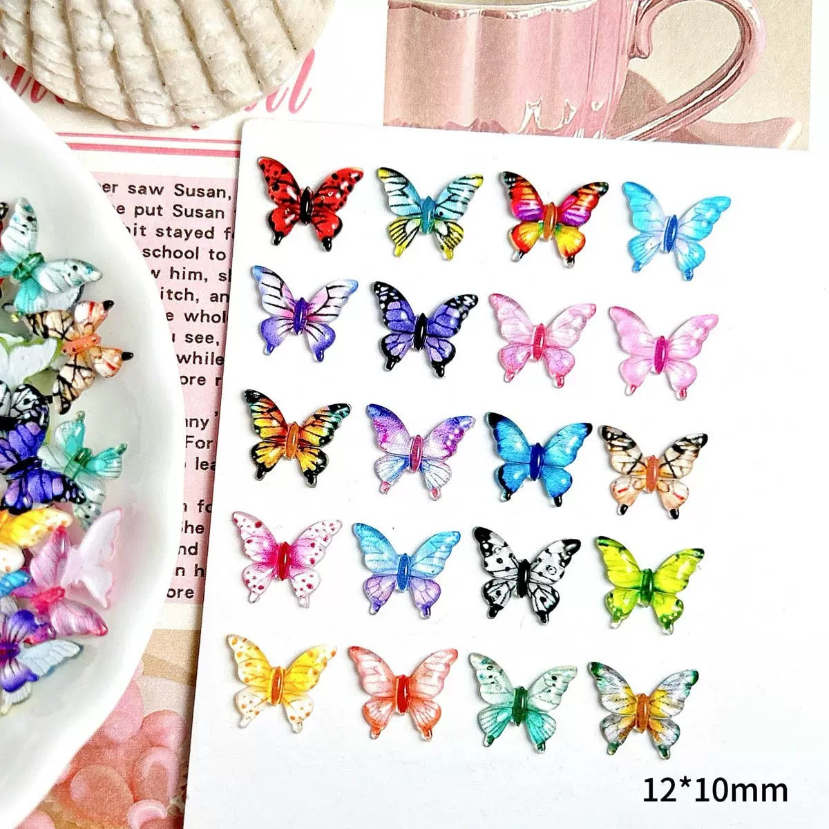 50-Piece Pack Colorful Resin Butterfly Mix  Charms for Nails