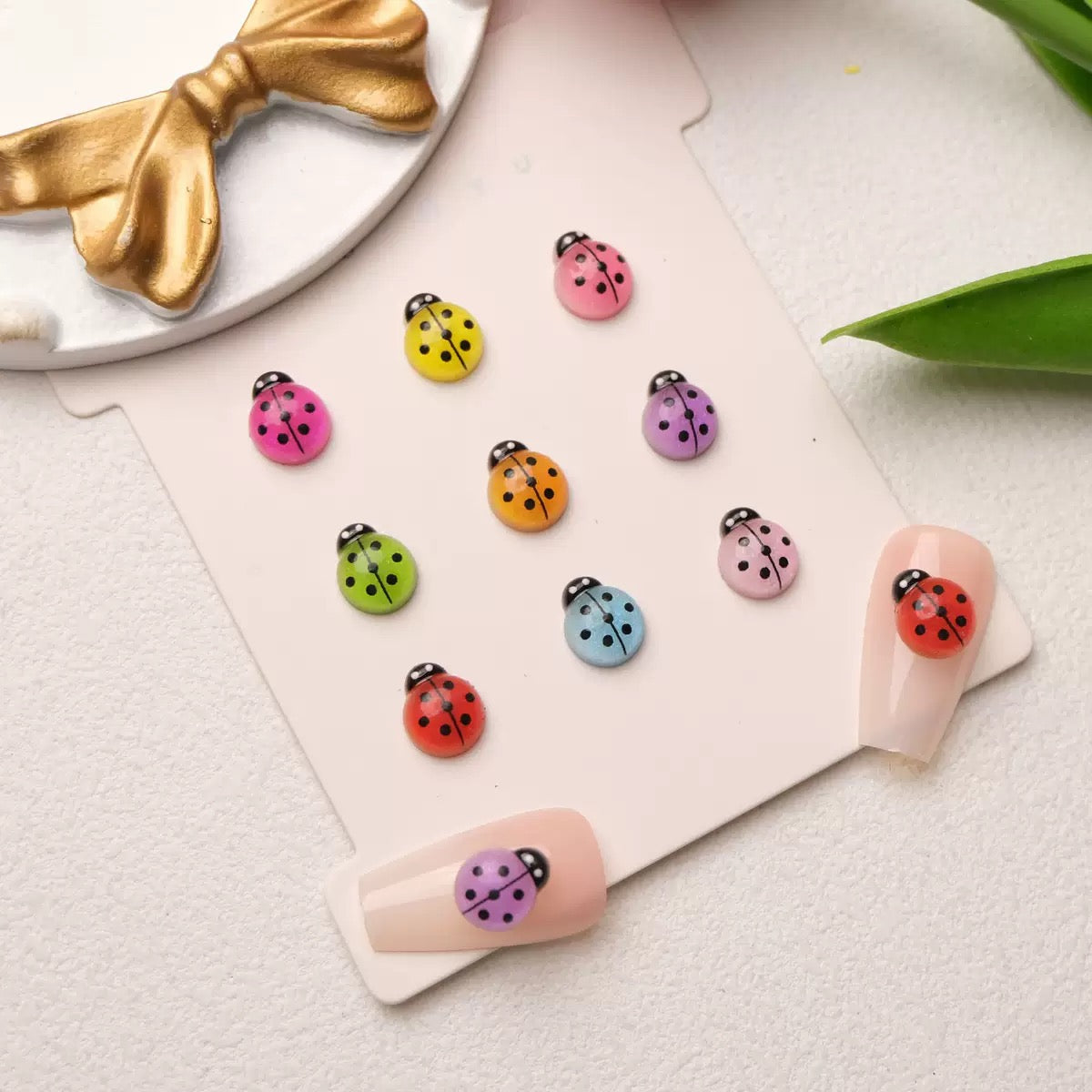 30-Piece Set  Ladybug Resin Charms –  Cute Insect Nail Art &amp; DIY Accessories
