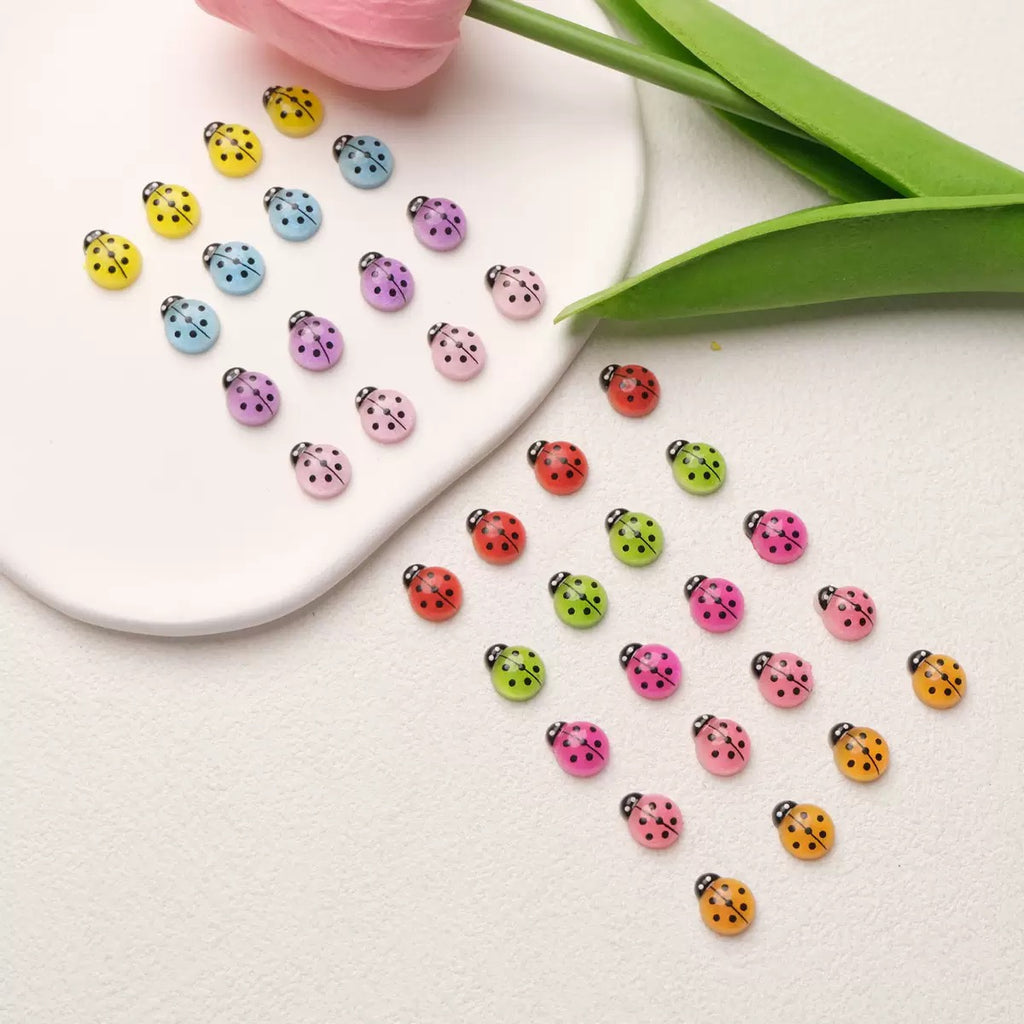 30-Piece Set  Ladybug Resin Charms –  Cute Insect Nail Art &amp; DIY Accessories